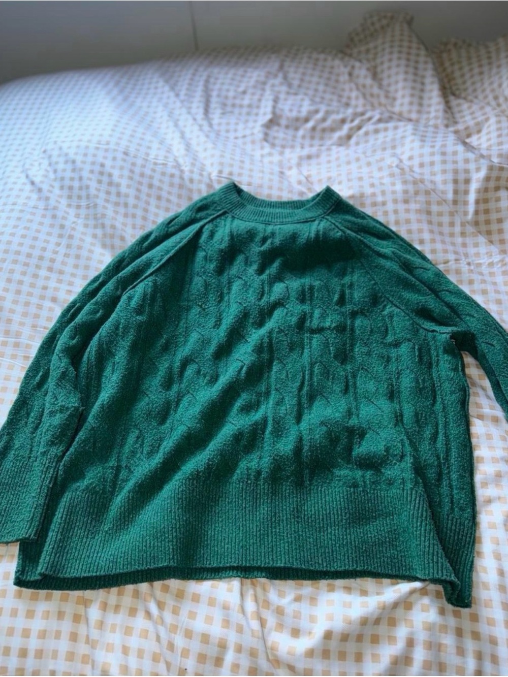 aerie Emerald Green Cable Crewneck Sweater